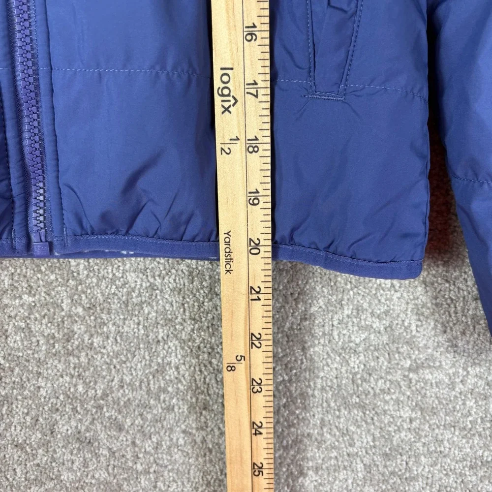 The North Face Girls Reversible Mossbud Swirl Jacket Blue Fleece Size M 10
